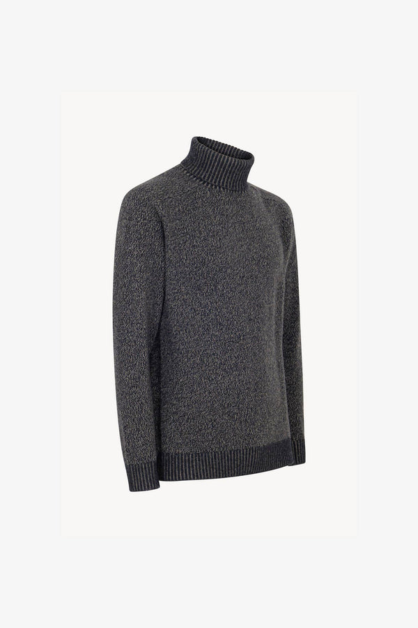 Dolcevita 4 Fili in Puro Cashmere Moulinè Oceano