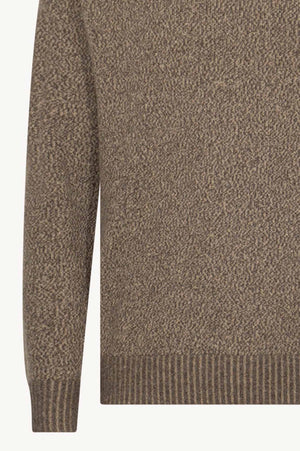Bark Brown Pure Cashmere Moulinè 4-Ply Turtleneck Pullover