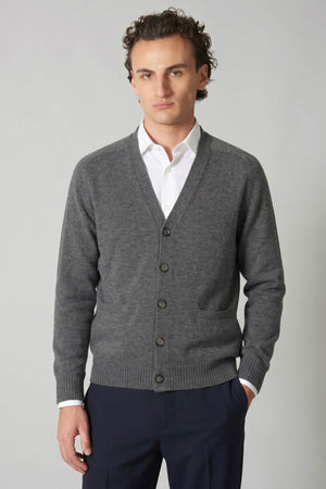 Medium Grey Pure Cashmere 4-Ply Cardigan