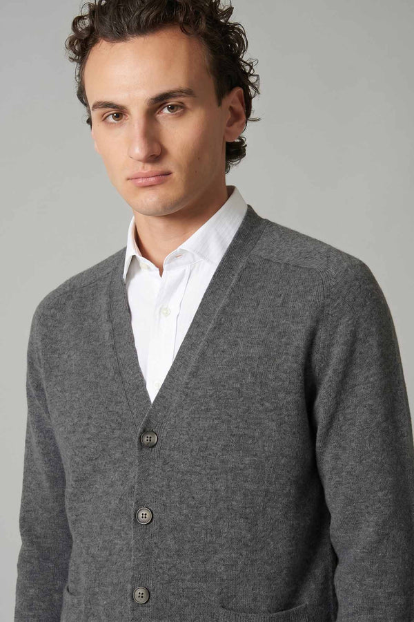Medium Grey Pure Cashmere 4-Ply Cardigan