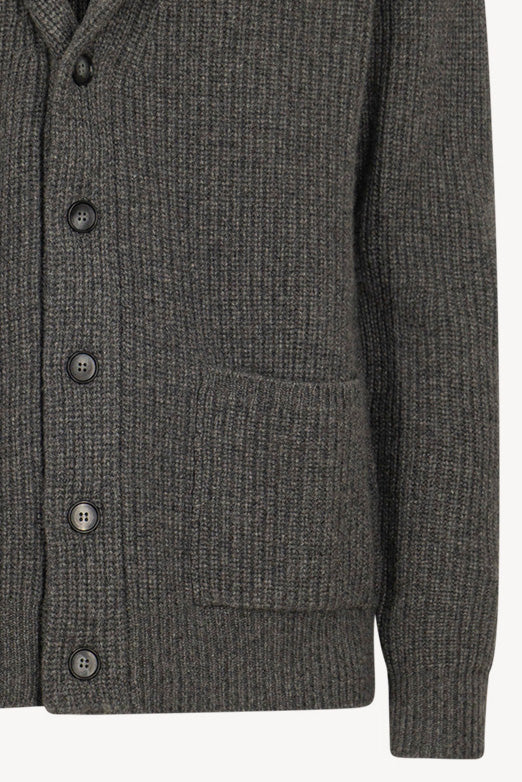 Cardigan Collo a Scialle a Costa Inglese in Puro Cashmere Flanella