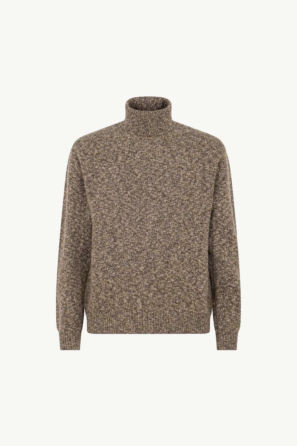 Dolcevita in Filato Bottonato in Puro Cashmere Corteccia