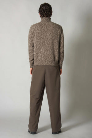 Dolcevita in Filato Bottonato in Puro Cashmere Corteccia