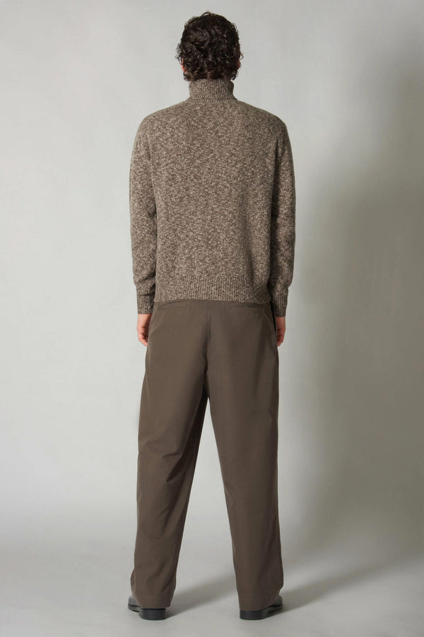 Dolcevita in Filato Bottonato in Puro Cashmere Corteccia