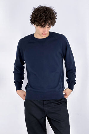 Felpa Girocollo in Cotone Cashmere Navy