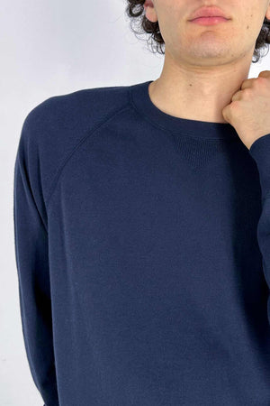 Felpa Girocollo in Cotone Cashmere Navy