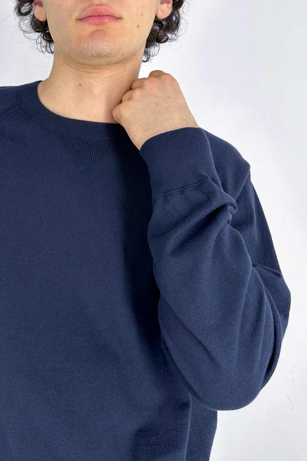 Felpa Girocollo in Cotone Cashmere Navy