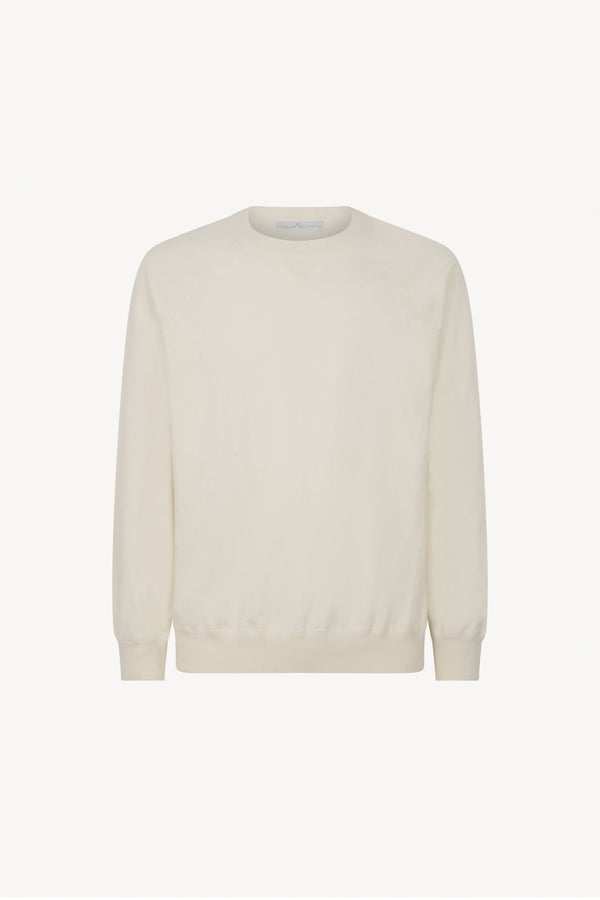 Felpa Girocollo in Cotone Cashmere Avorio