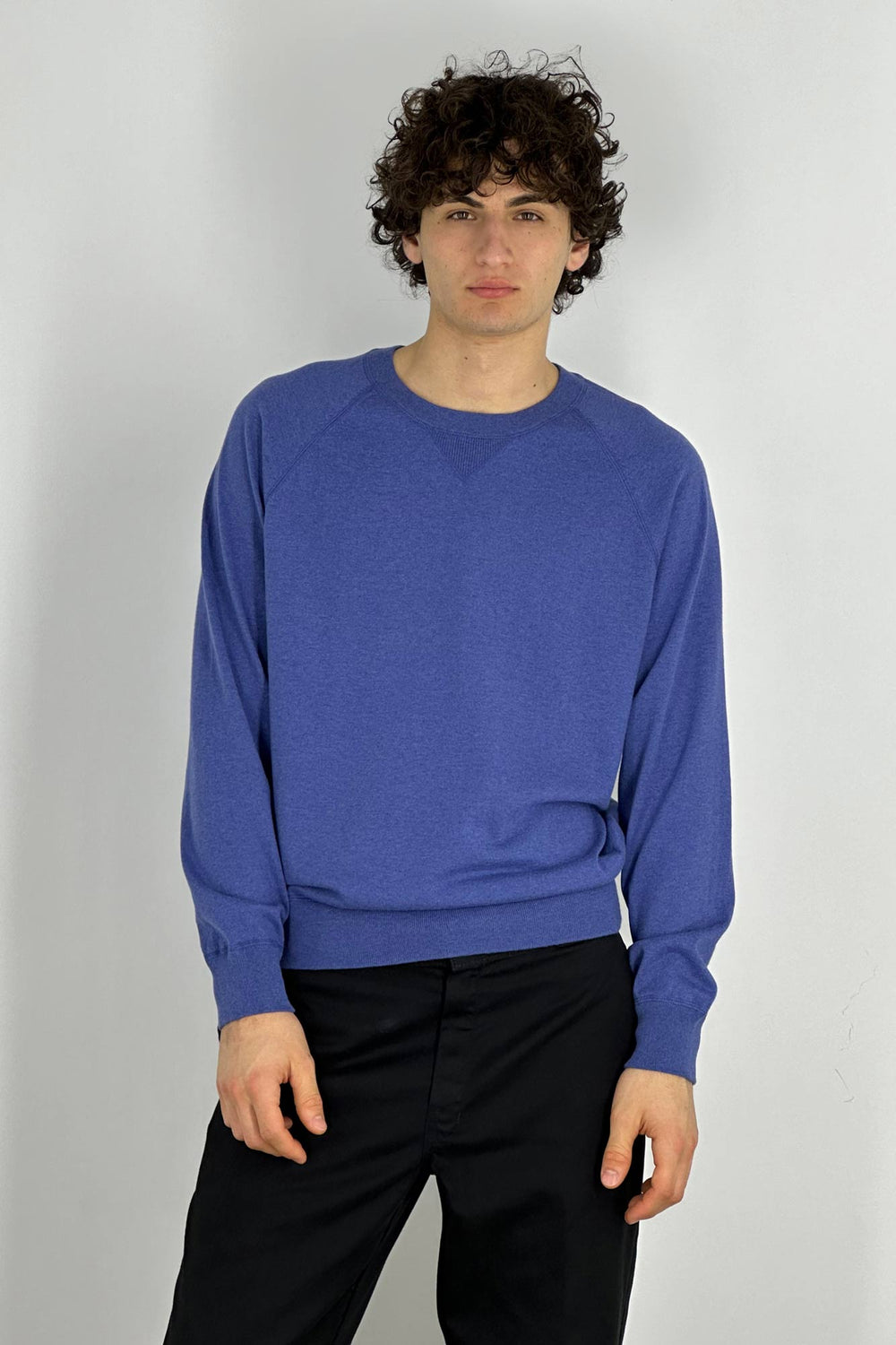 Felpa Girocollo in Cotone Cashmere Denim