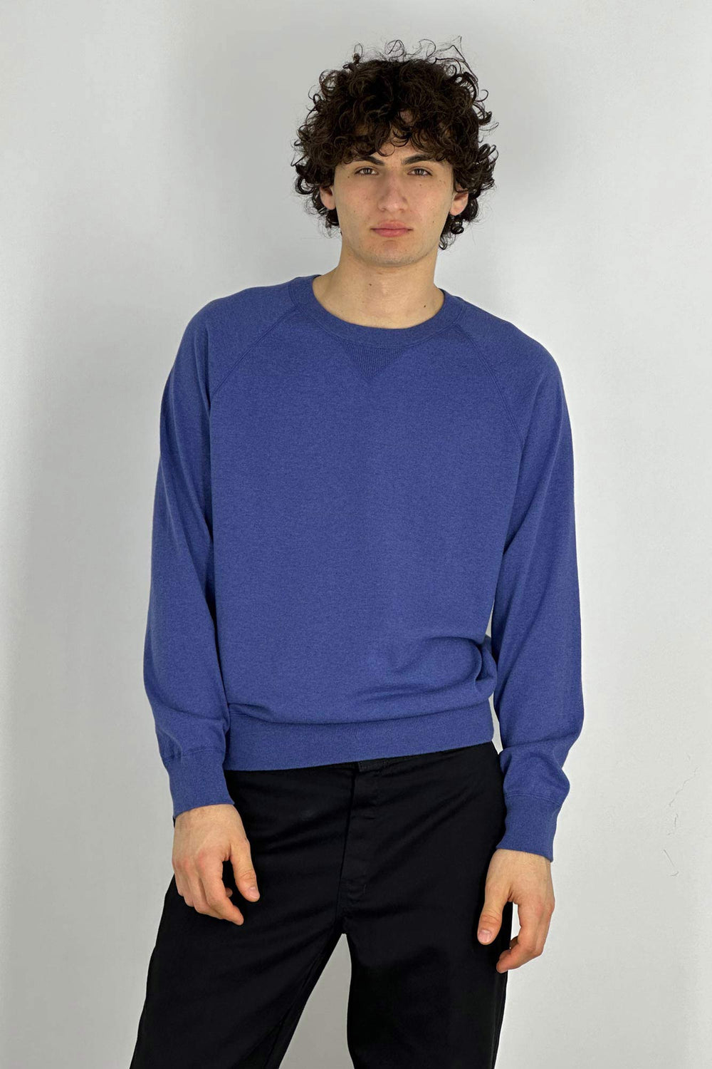 Felpa Girocollo in Cotone Cashmere Denim