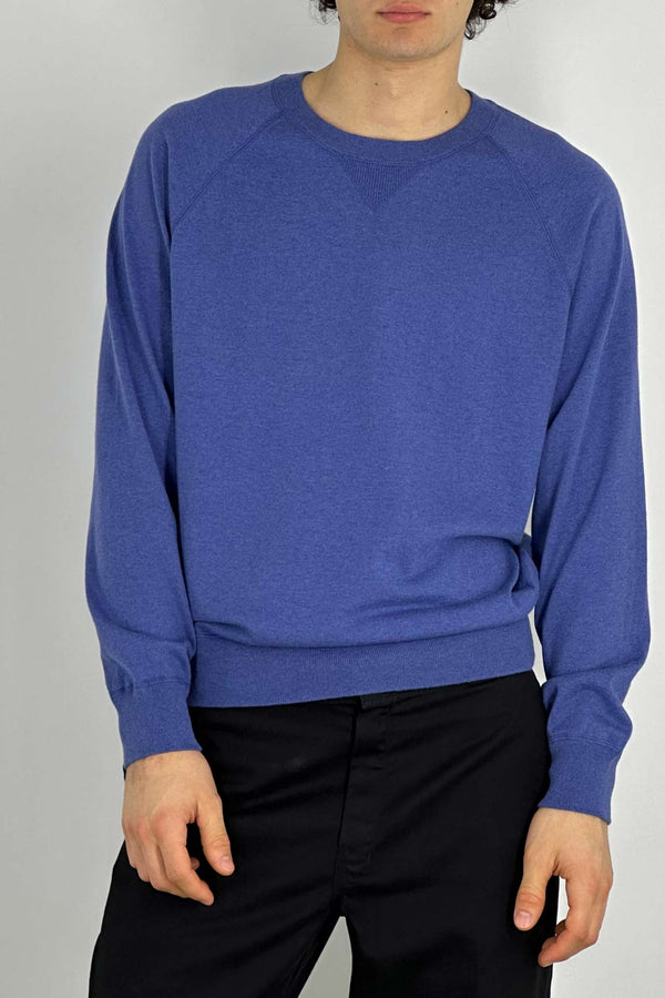 Felpa Girocollo in Cotone Cashmere Denim