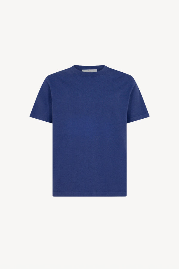 Maglia Girocollo Mezza Manica in Cotone Cashmere Denim