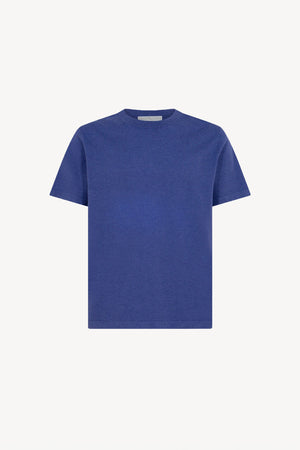 Denim Cotton Cashmere Crew Neck Short-sleeve Sweater