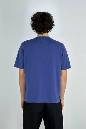 Denim Cotton Cashmere Crew Neck Short-sleeve Sweater
