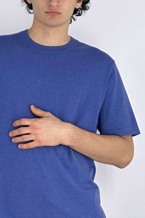 Maglia Girocollo Mezza Manica in Cotone Cashmere Denim