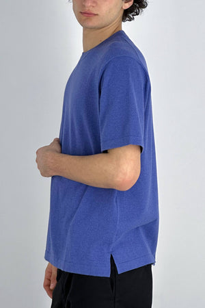 Maglia Girocollo Mezza Manica in Cotone Cashmere Denim