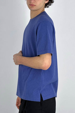 Denim Cotton Cashmere Crew Neck Short-sleeve Sweater