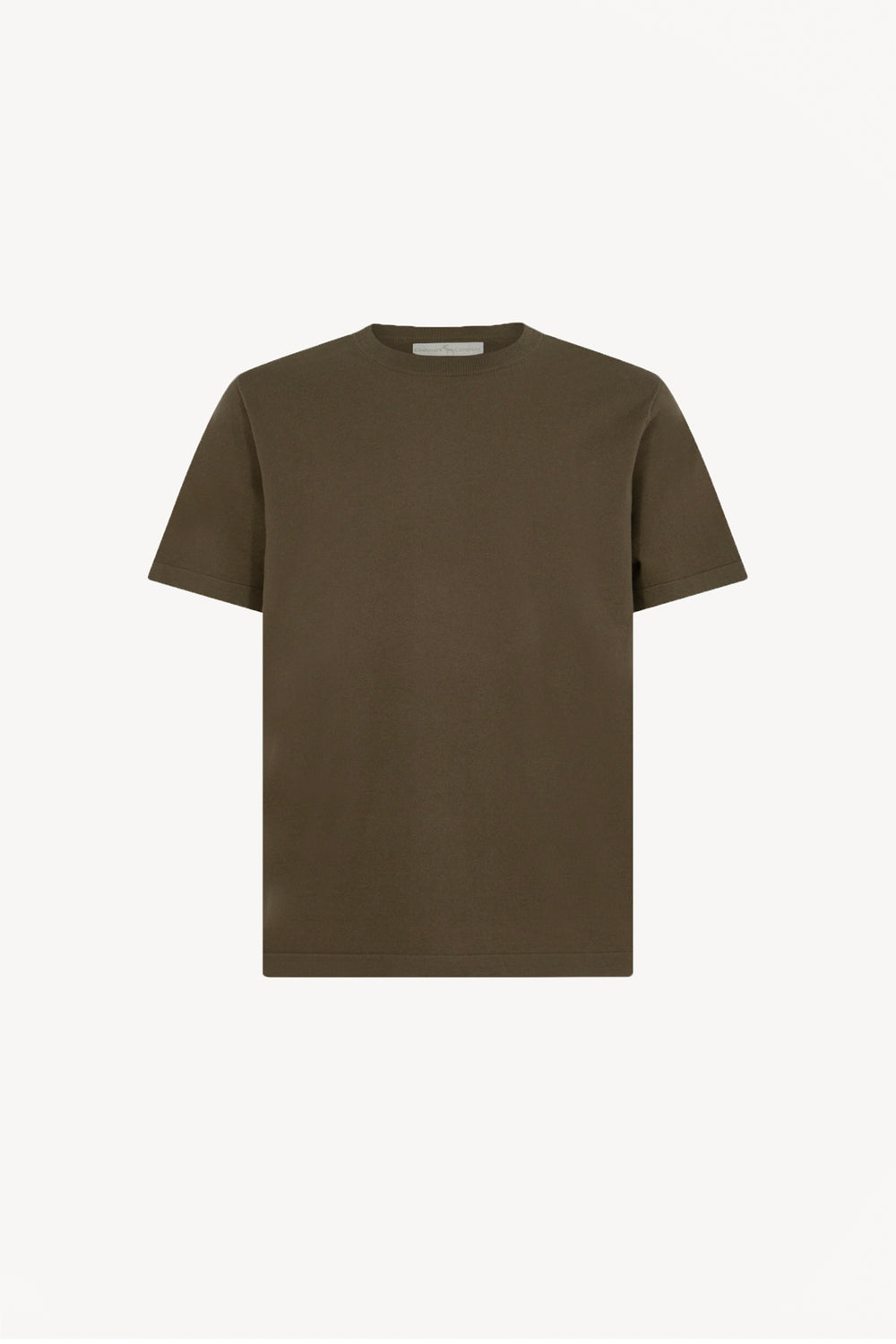 Maglia Girocollo Mezza Manica in Cotone Cashmere Color Fango