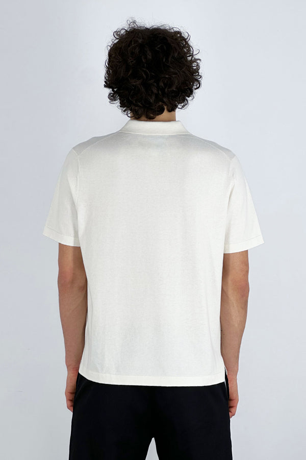 Polo Mezza Manica in Cotone Cashmere Avorio