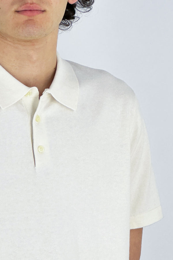 Polo Mezza Manica in Cotone Cashmere Avorio