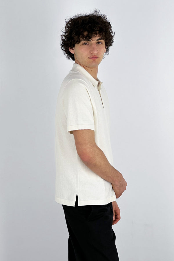 Polo Mezza Manica in Cotone Cashmere Avorio