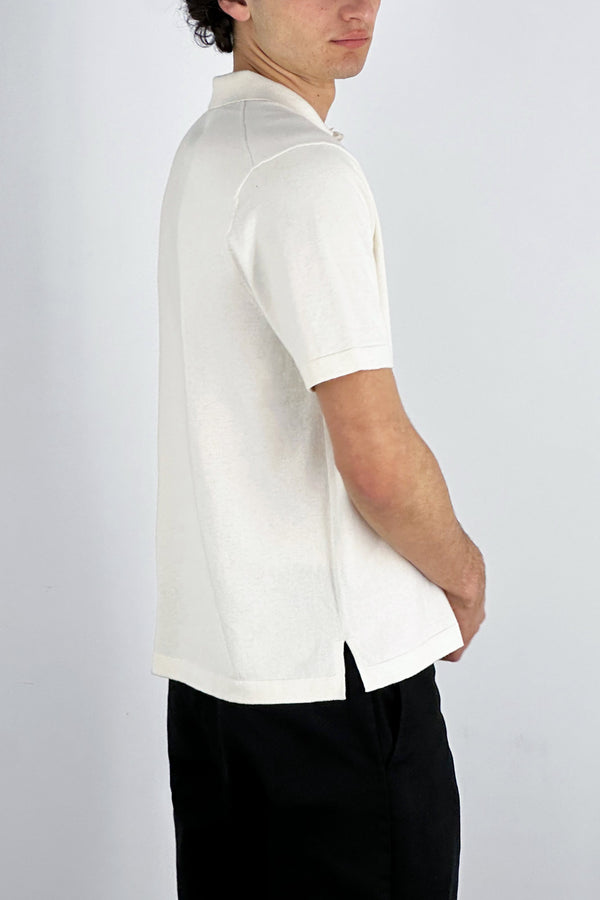 Polo Mezza Manica in Cotone Cashmere Avorio