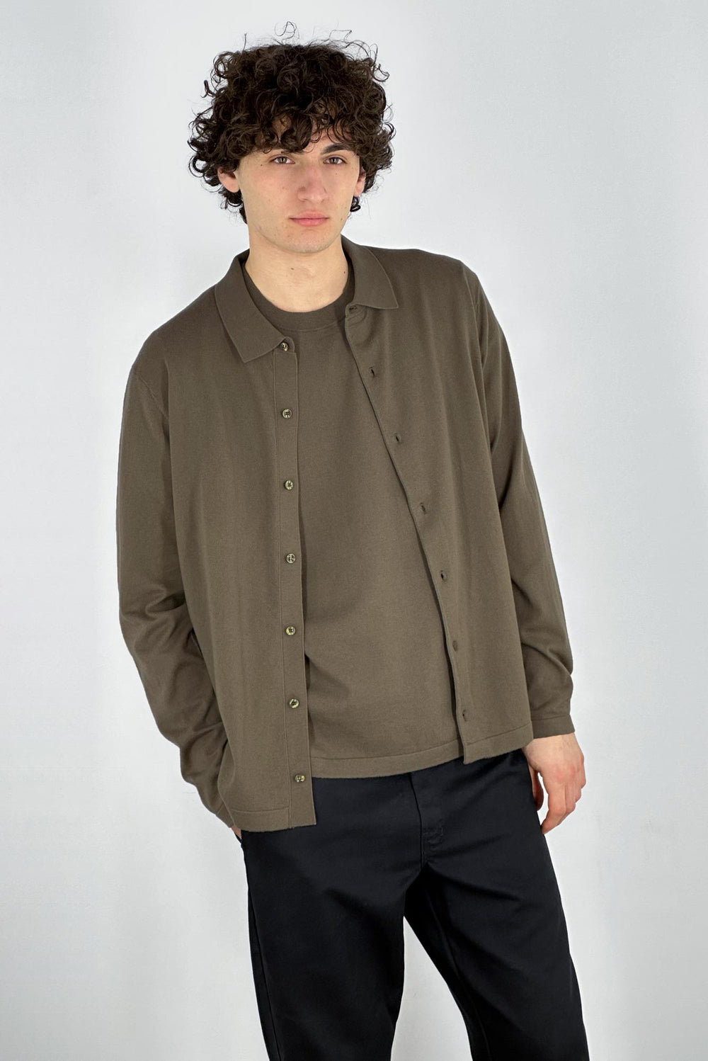 Camicia in Cotone Cashmere Color Fango