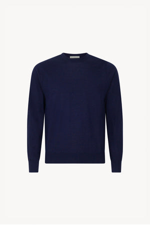 Maglia Girocollo in Seta Cashmere Navy