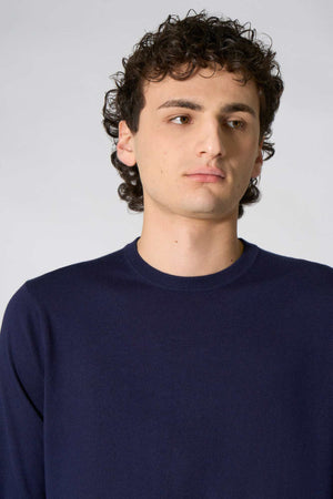 Maglia Girocollo in Seta Cashmere Navy