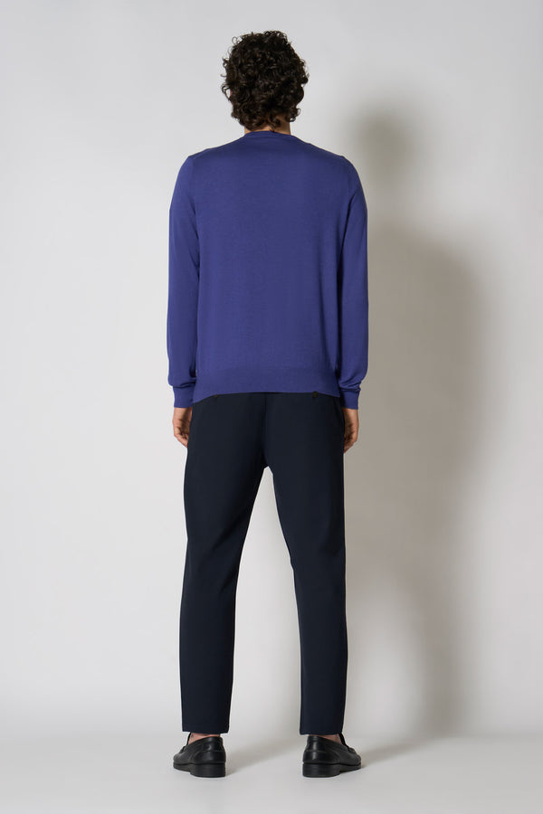 Maglia Scollo a V in Seta Cashmere Marino