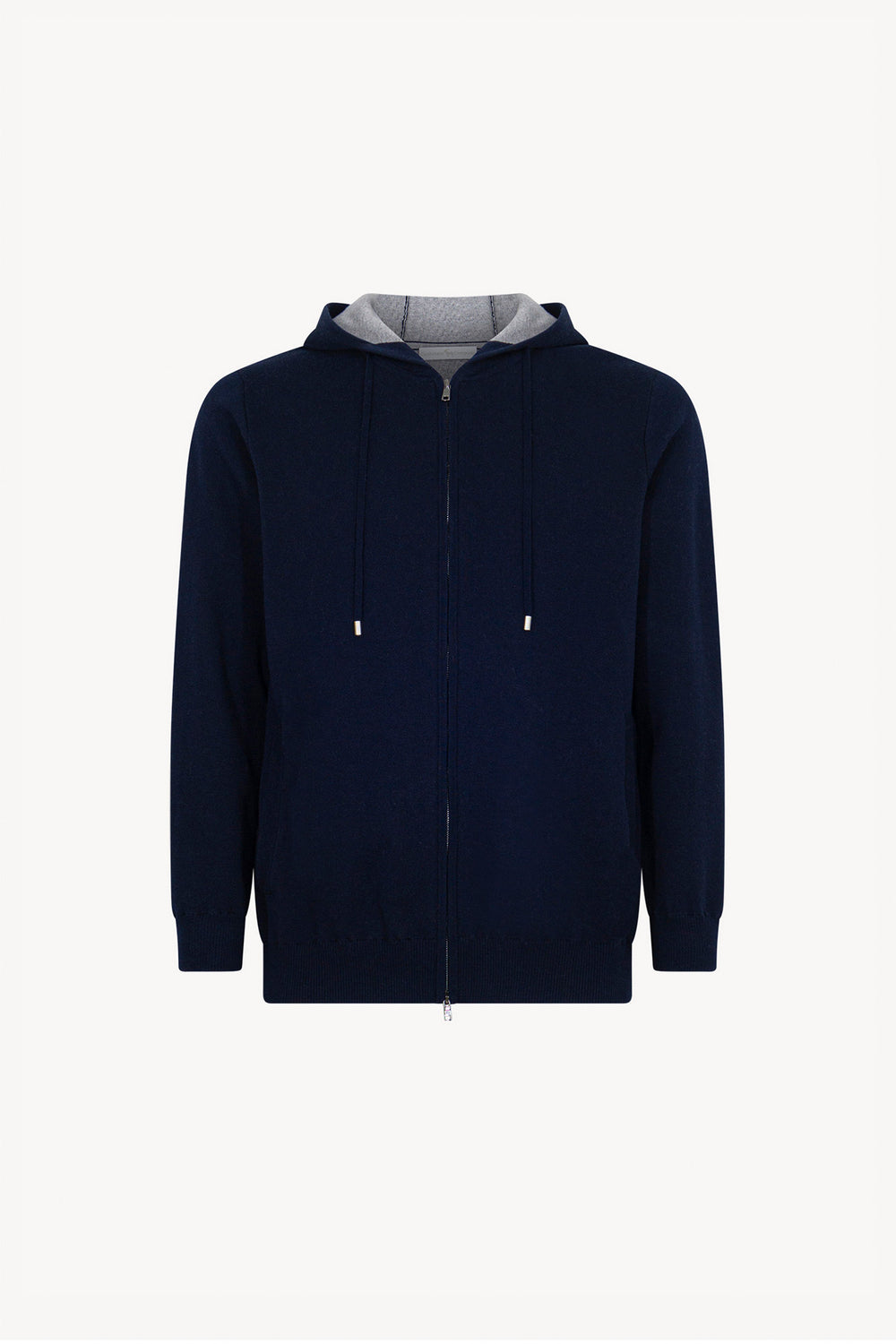 Felpa con Cappuccio in Cotone Seta Navy