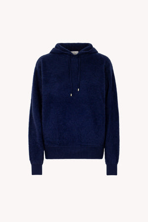 Felpa con Cappuccio Unisex in Puro Cashmere Spazzolato Marino