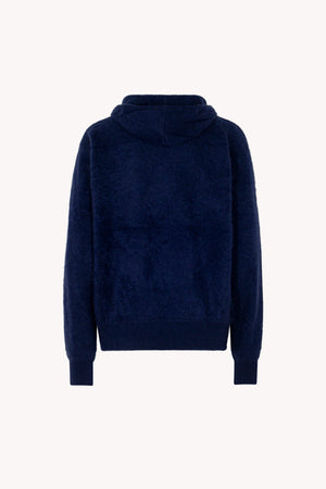 Felpa con Cappuccio Unisex in Puro Cashmere Spazzolato Marino
