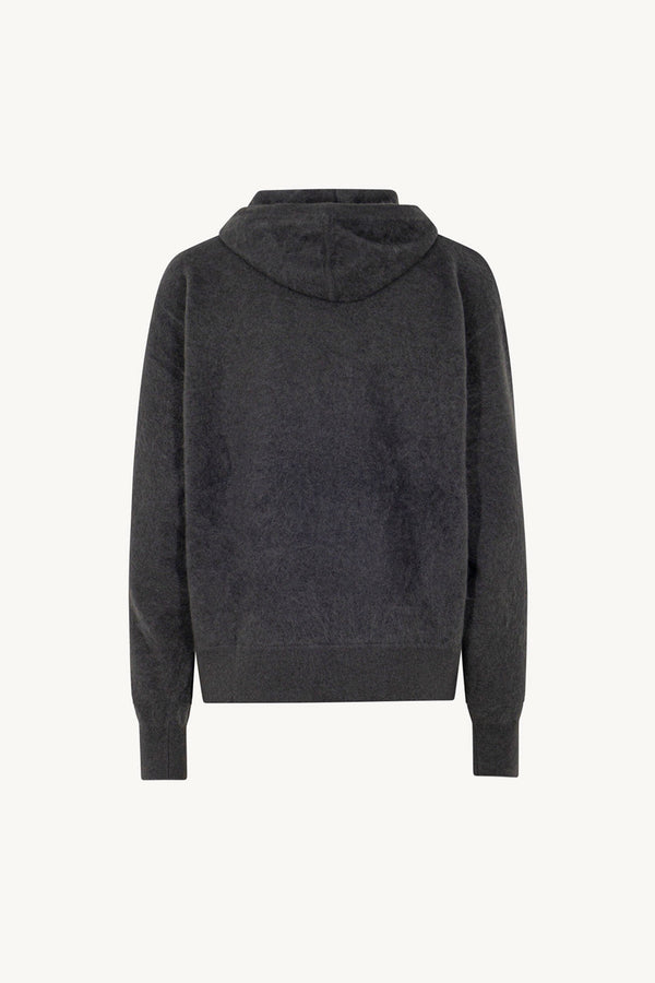 Felpa con Cappuccio Unisex in Puro Cashmere Spazzolato Ardesia