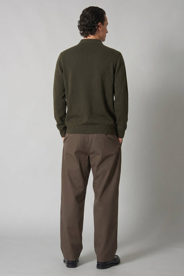 Cardigan collo a Camicia in Puro Cashmere Bosco