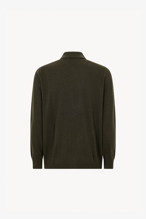 Cardigan collo a Camicia in Puro Cashmere Bosco
