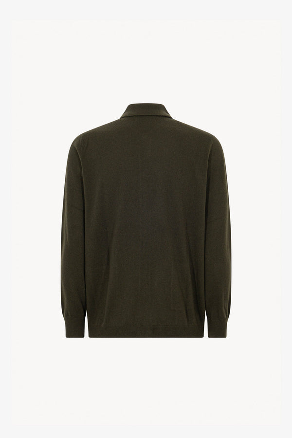 Cardigan collo a Camicia in Puro Cashmere Bosco