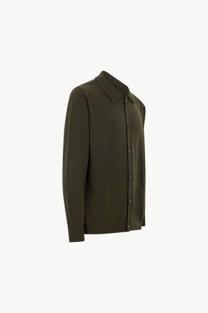 Cardigan collo a Camicia in Puro Cashmere Bosco