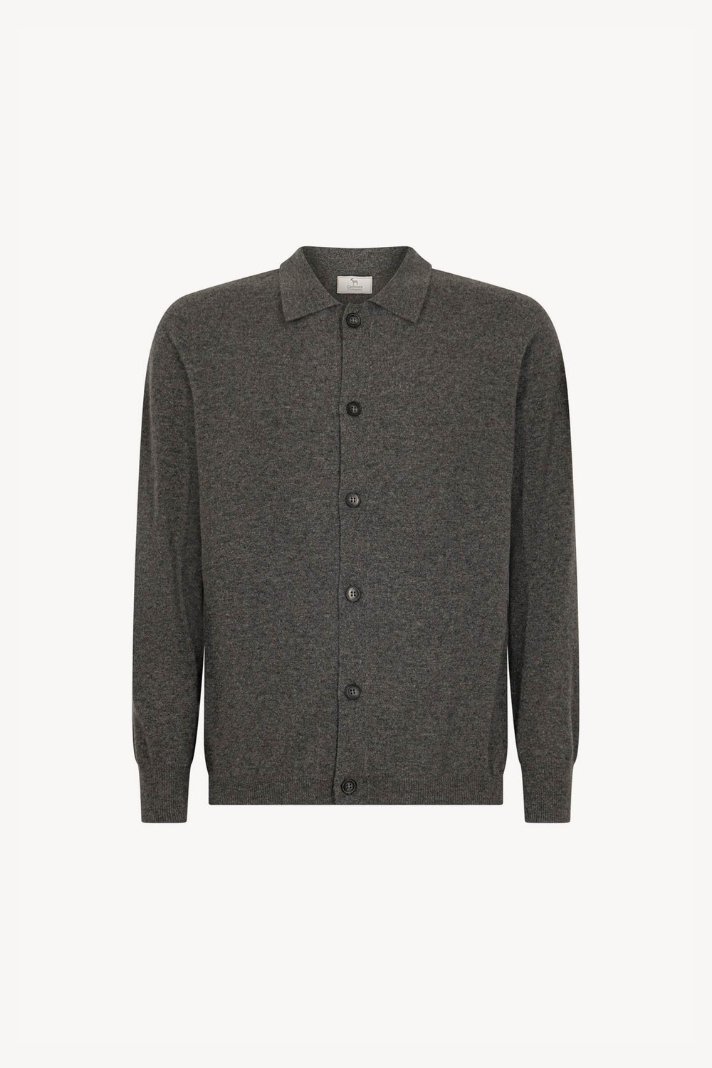 Dark Grey Pure Cashmere Shirt-collar Cardigan