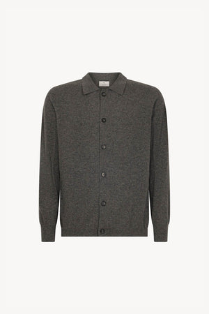 Cardigan collo a Camicia in Puro Cashmere Flanella
