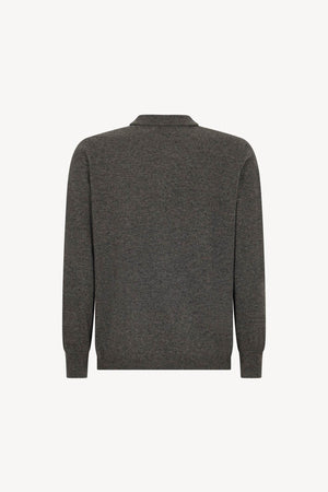 Cardigan collo a Camicia in Puro Cashmere Flanella