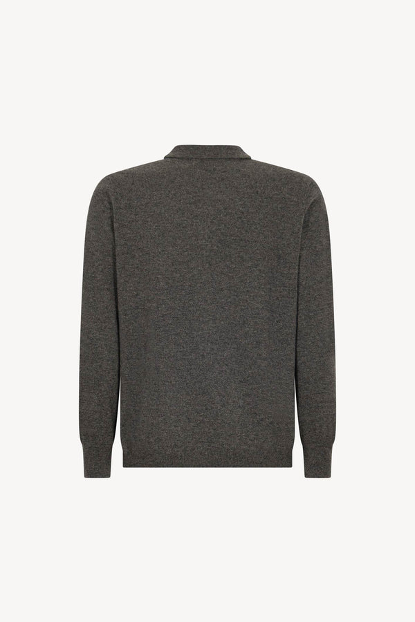 Cardigan collo a Camicia in Puro Cashmere Flanella