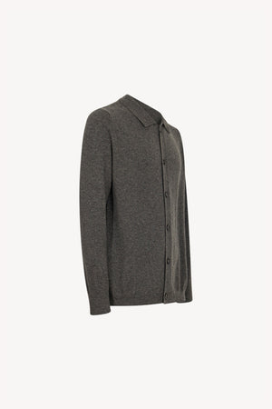 Cardigan collo a Camicia in Puro Cashmere Flanella