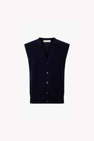 Gilet con Bottoni in Puro Cashmere Navy