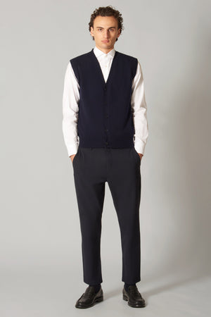 Gilet con Bottoni in Puro Cashmere Navy