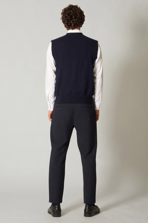 Gilet con Bottoni in Puro Cashmere Navy