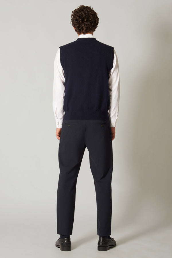 Gilet con Bottoni in Puro Cashmere Navy