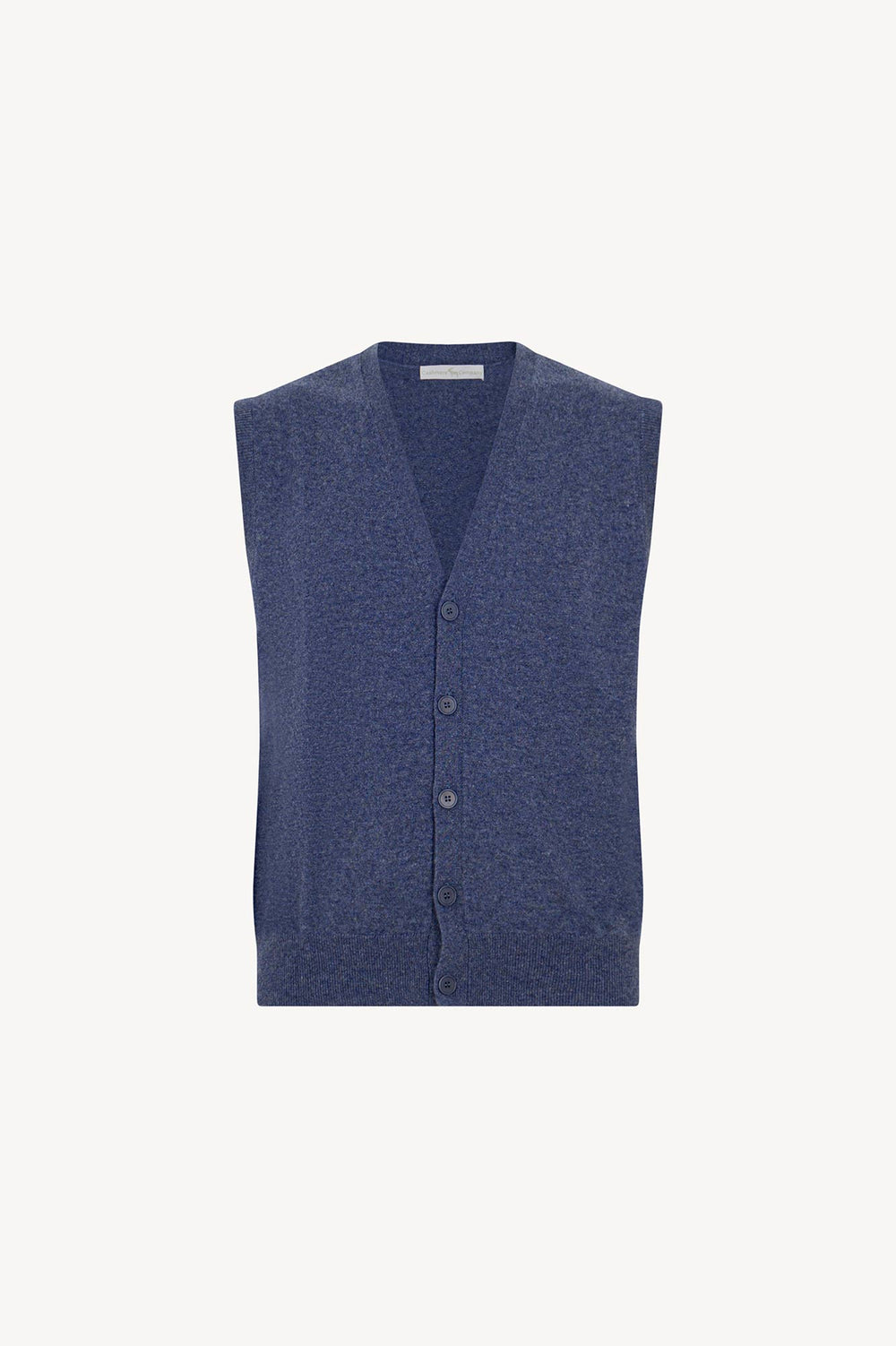 Gilet con Bottoni in Puro Cashmere Denim Scuro
