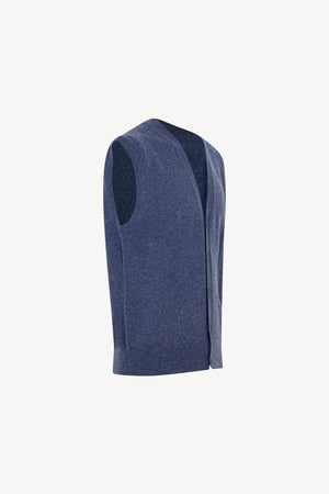 Gilet con Bottoni in Puro Cashmere Denim Scuro