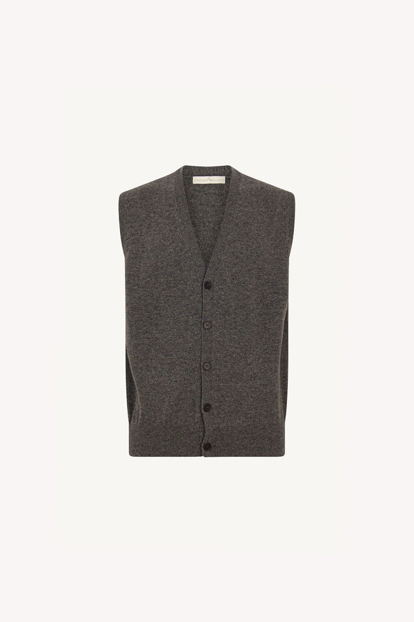 Gilet con Bottoni in Puro Cashmere Flanella